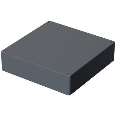 A rectangular grey enclosure with rounded corners and screws at the corners.