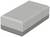 A rectangular, grey eraser with bevelled edges is lying on a flat surface.