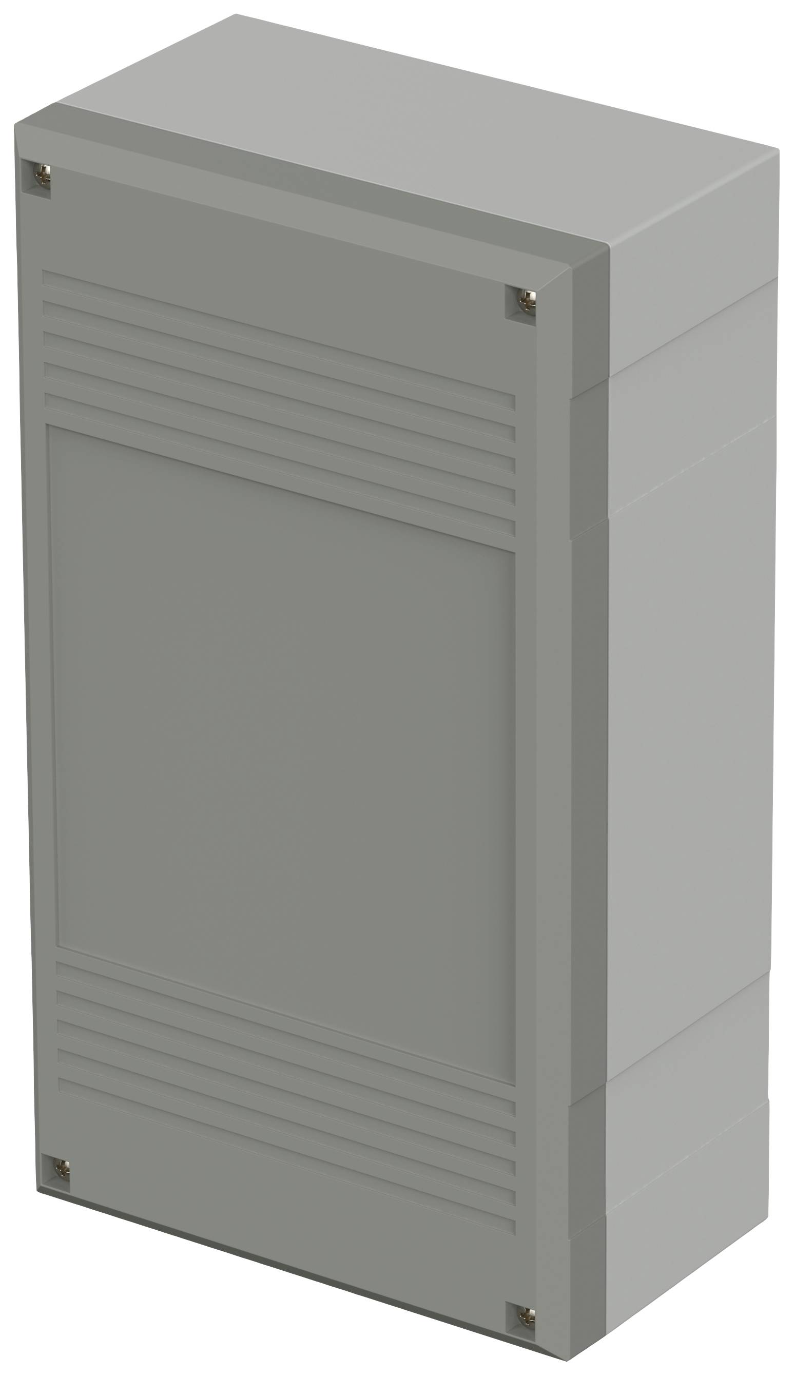 A rectangular, grey plastic casing with ribbed edges.