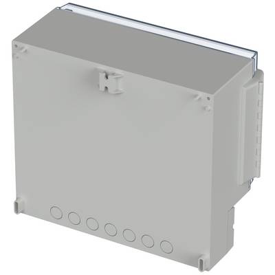 A rectangular, grey enclosure with multiple pre-formed cable entry points at the bottom.