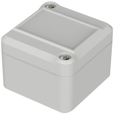 A small grey, rectangular enclosure with rounded corners and two visible screws on the top surface.