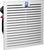 A white ventilation filter with horizontal louvres and blue brand marking on top. Suitable for ventilating electrical enclosures.