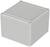 Grey, square housing with rounded edges, sealed with four screws at the corners.
