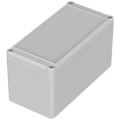 Grey, rectangular plastic enclosure with rounded corners and screws at each corner for securing the lid.