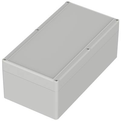 Rectangular grey enclosure with rounded edges and screws at the corners.