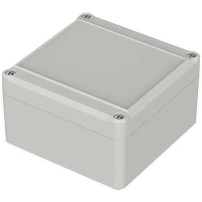 Rectangular grey plastic box with rounded corners and screws at each corner for securing the lid.<br><br>Note: The translation is already in British English and requires no further modification.