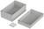 Grey rectangular plastic box with a removable lid, designed for mounting with four accompanying screws.