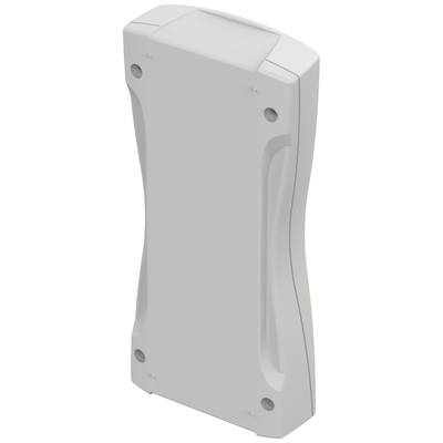 A white plastic enclosure with a curved design and rounded edges, suitable for electronic devices or circuit boards.