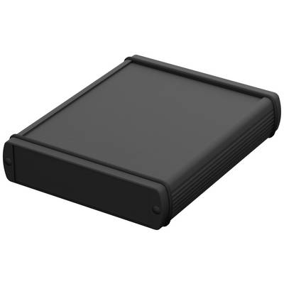 Black, rectangular, flat enclosure, possibly for electronic devices.<br><br>(Note: The translation is in British English and maintains the original description's structure and meaning.)