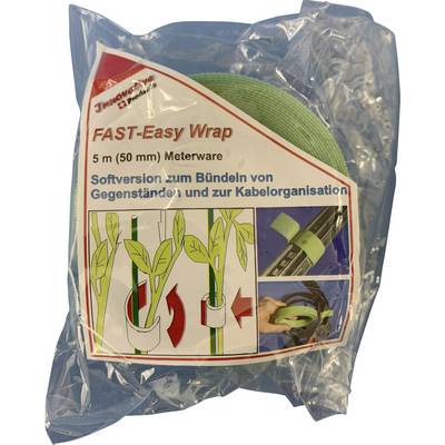 Packaging of a cable management wrap with the inscription 'FAST-Easy Wrap, 5 m (50 mm)'. Image shows application for bundling.