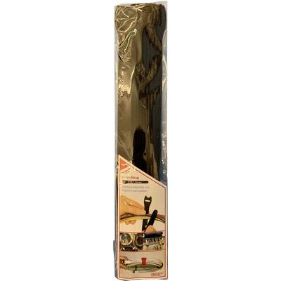 A closed cable organiser in its packaging with images showing the application and organisation of cables.