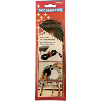 'Packaging of FASTECH FAST-Strap: 5 m (20 mm) hook and loop cable tie. Suitable for cable management. Image: Application on cables.'