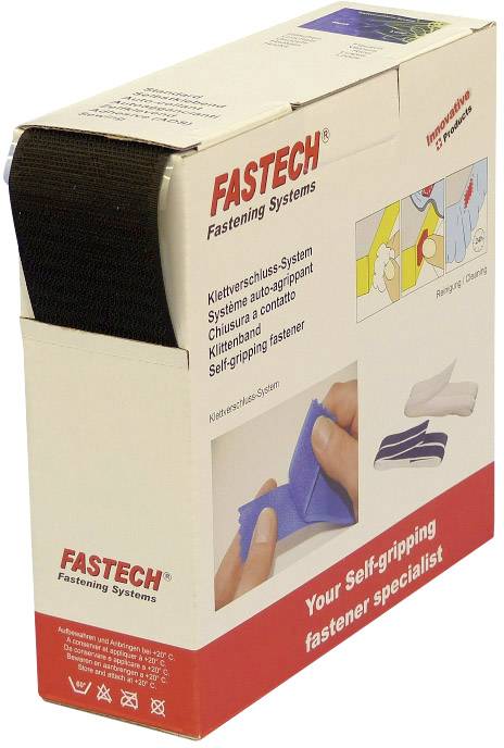 FASTECH® B50-SKL01999910 Hook-and-loop tape stick-on (hot melt adhesive) Loop pad (L x W) 10000 mm x 50 mm Black 10 m-0