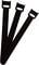 Three black plastic cable ties arranged side by side.