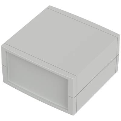 A grey, rectangular enclosure with rounded edges, suitable for electronic devices, isolated on a white background.