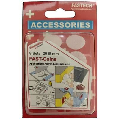 FASTECH® 685-010 Hook-and-loop stick-on dots stick-on (hot melt adhesive) Hook and loop pad (Ø) 20 mm White 8 Pair