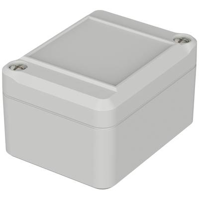 Grey, rectangular plastic casing with a smooth surface and rounded edges, viewed from the top.