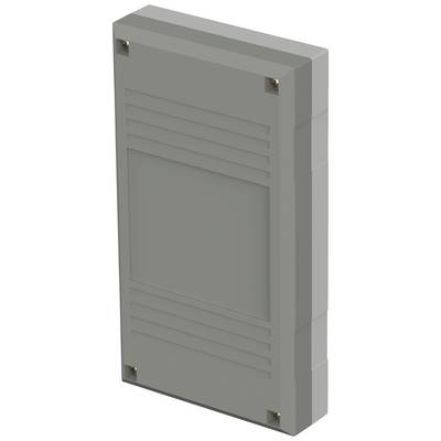 Grey, rectangular enclosure with a ribbed surface and four visible screws at the corners.