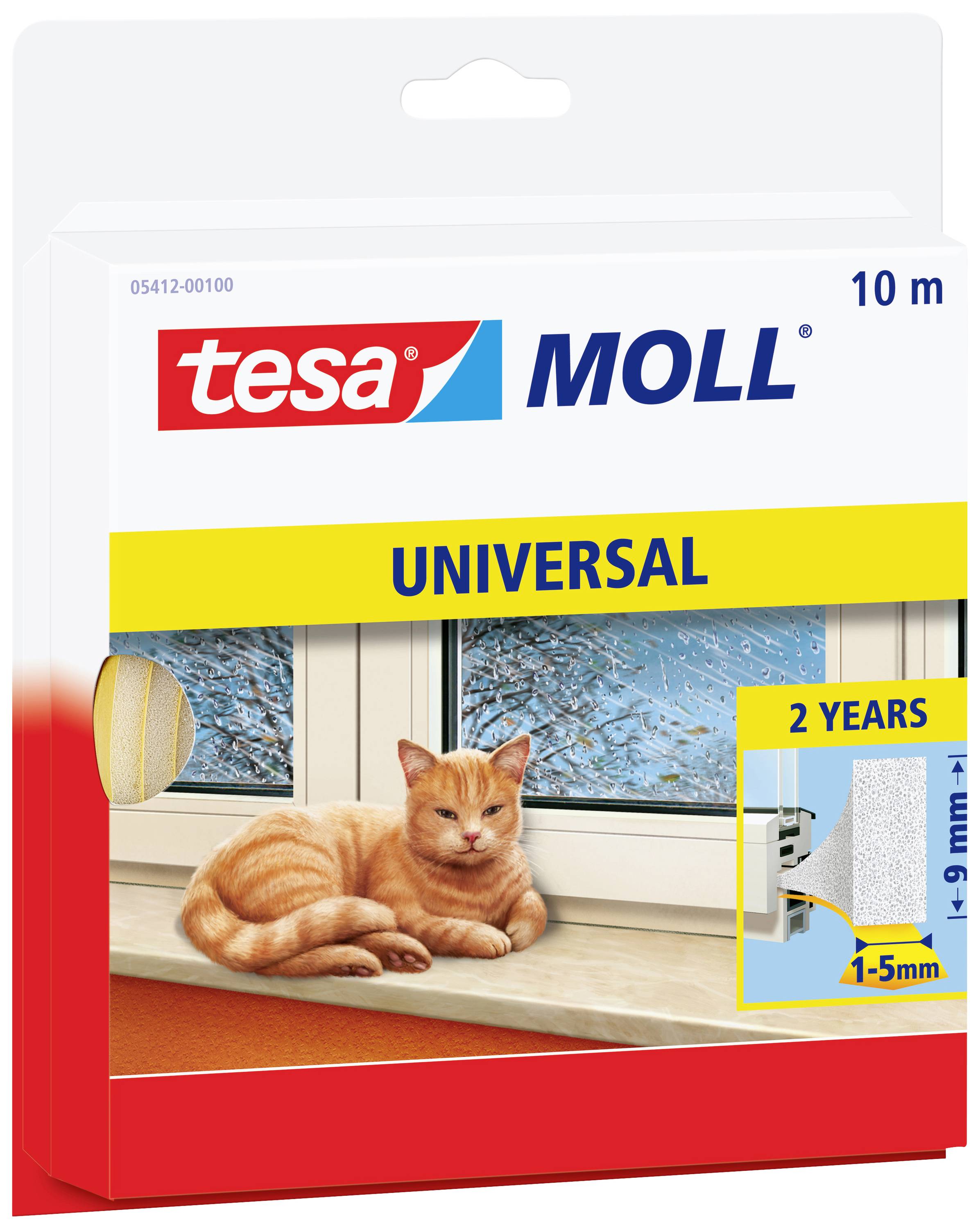 tesa UNIVERSAL 05412-00100-00 Draught excluder tesamoll® White (L x W) 10 m x 9 mm 1 pc(s)