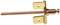 Copper pipe secured with two brass-coloured clamps, potentially part of a larger mechanical or hydraulic system.
