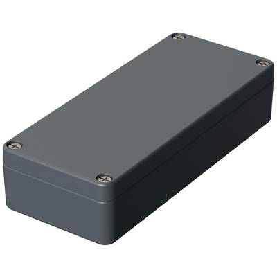 A rectangular, grey plastic enclosure with rounded corners and four visible screws.