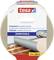 Packaging for a Tesa carpet tape roll. Label: 'Installation tape removable without residue'. Size: 25m x 50mm.