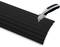 A Stanley knife cuts a black, wavy plastic sheet; suitable for precise material cutting.