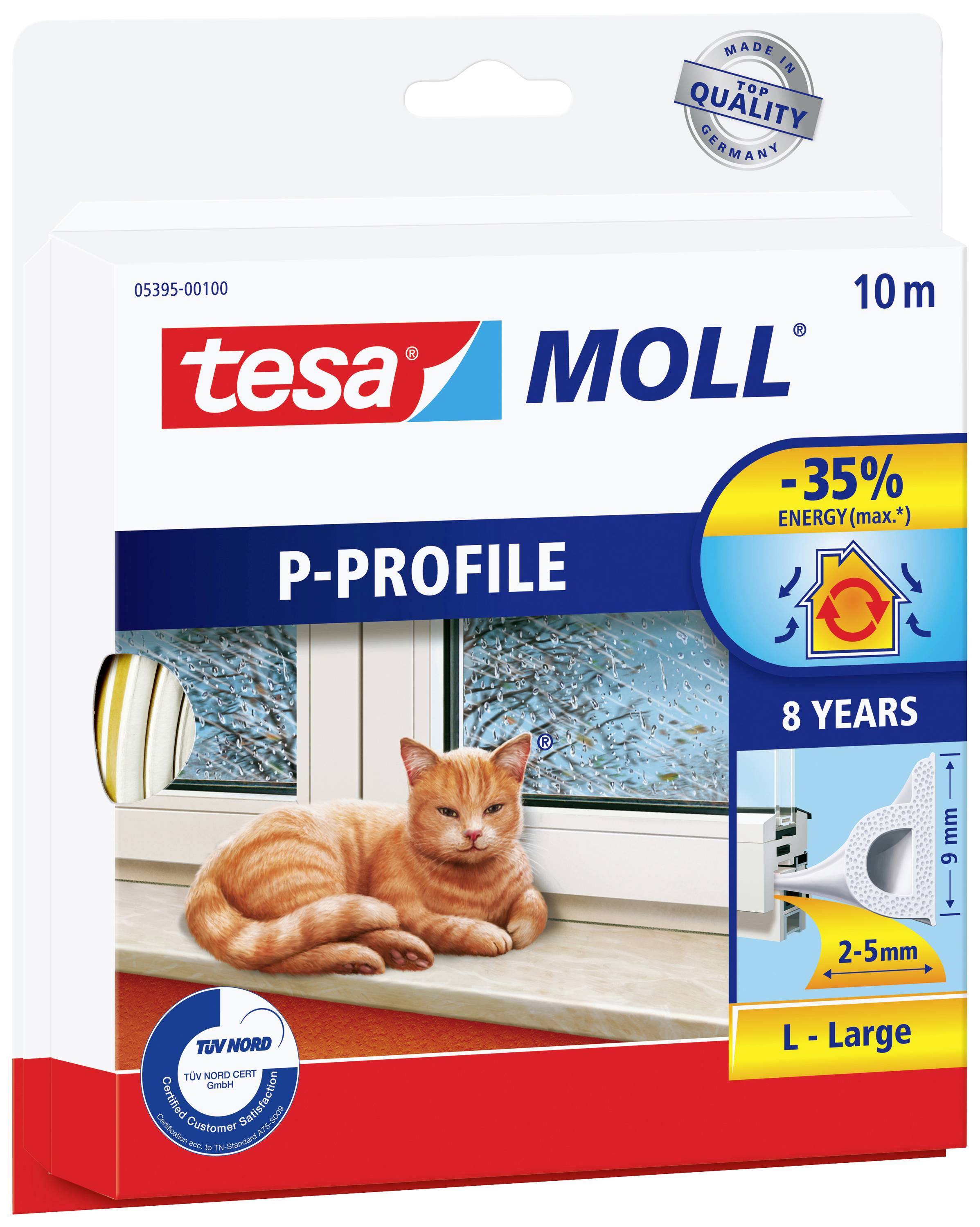 tesa P-PROFILE 05395-00100-00 Draught excluder tesamoll® White (L x W) 10 m x 9 mm 1 pc(s)