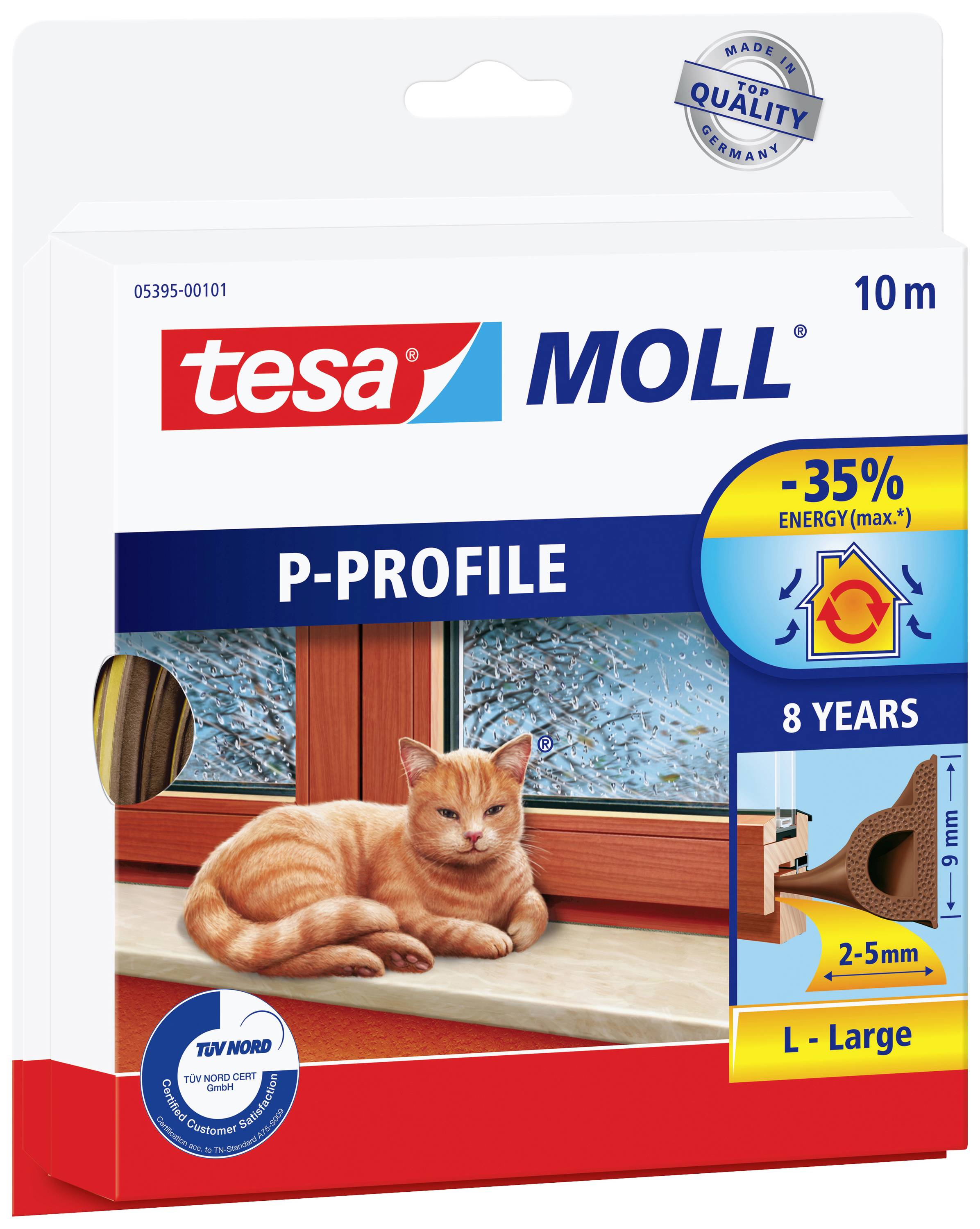 tesa P-PROFILE 05395-00101-00 Draught excluder tesamoll® Brown (L x W) 10 m x 9 mm 1 pc(s)