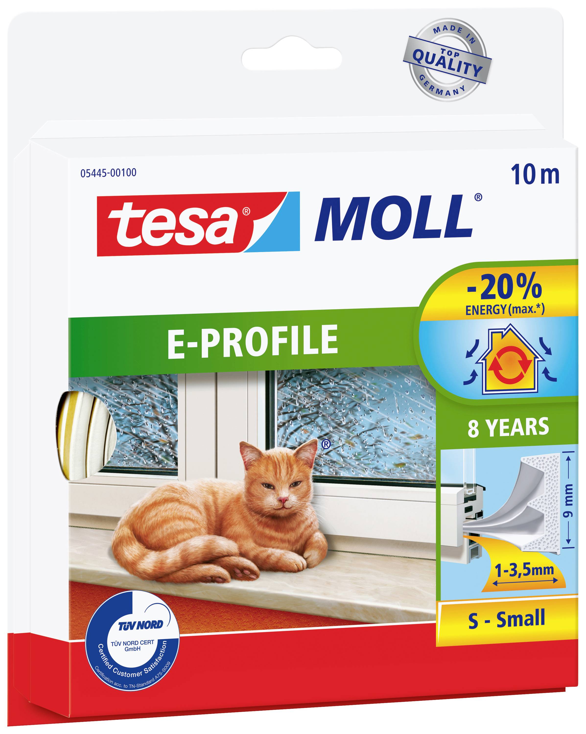 tesa E-PROFILE 05445-00100-00 Draught excluder tesamoll® White (L x W) 10 m x 9 mm 1 pc(s)