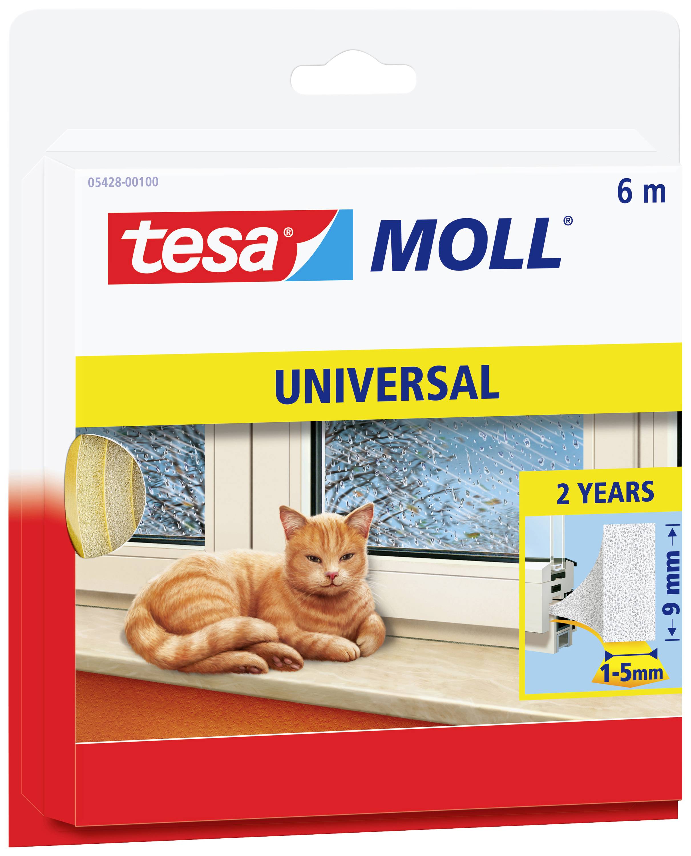 tesa UNIVERSAL 05428-00100-00 Draught excluder tesamoll® White (L x W) 6 m x 9 mm 1 pc(s)