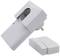 Socket adapter and wireless transmitter in white. Adapter has EU plug and is shown slightly at an angle. The transmitter lies beside it.