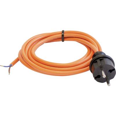 An orange power cable with a Schuko plug and an unfinished cable end, ready for electrical installations.