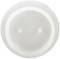 White, round plastic disc with two point markings and a smooth surface.