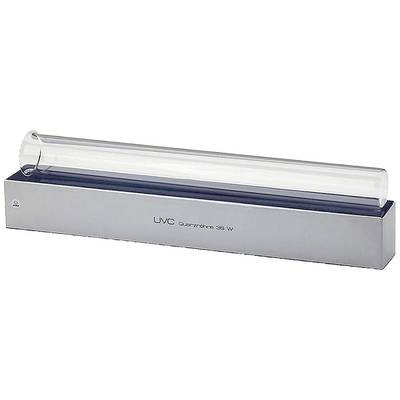 A rectangular UV-C quartz tube device with the inscription 'UVC Quartz Tube 36W' on the metal base, used for disinfection.