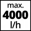'max. 4000 l/h' is written in large, black letters on a white background.