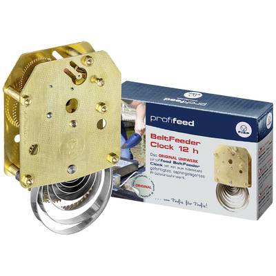 'Uhrwerk BeltFeeder Clock 12 h' by ProfiFeed, original, in packaging. Suitable for 12-hour applications, mechanical components visible.