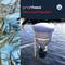 'Aquaculture scene with fish feeder, water and fish. Text: "profifeed ScrewFeeder".'