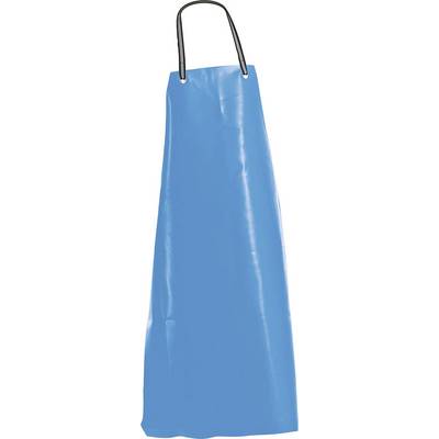 Blue protective apron with black neck loop, shown front view on a white background.