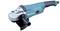 A blue angle grinder with a black handle and protective guard. Branded 'Makita'. Suitable for grinding tasks.