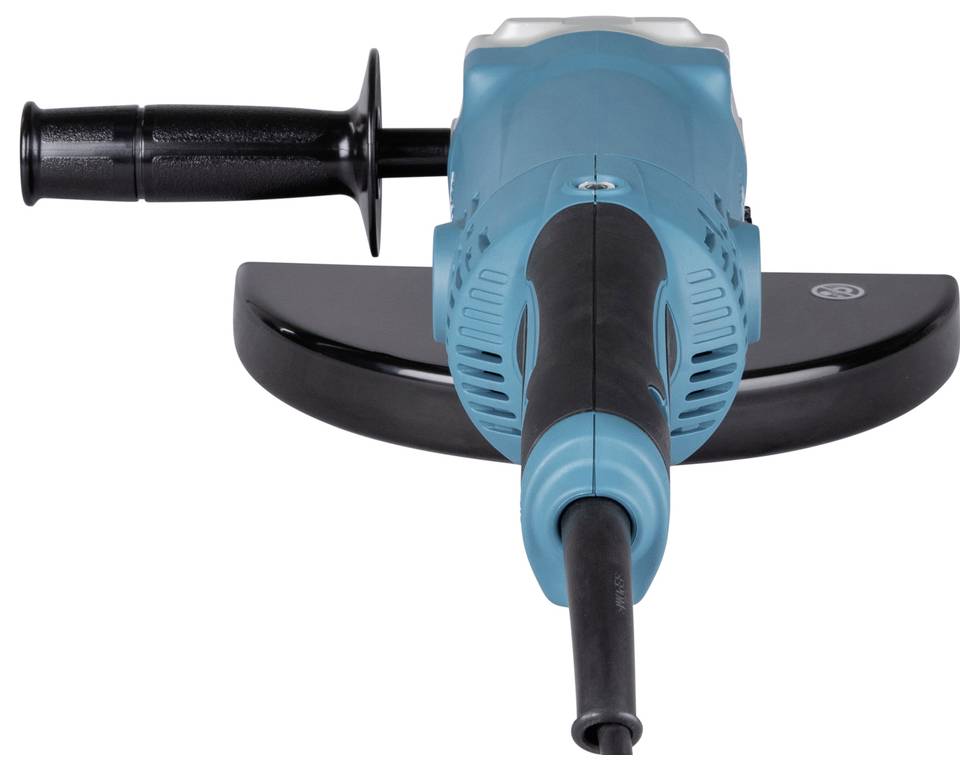 A teal and black electric power tool, resembling a drill or mixer, with two handles for grip, used for heavy-duty tasks.