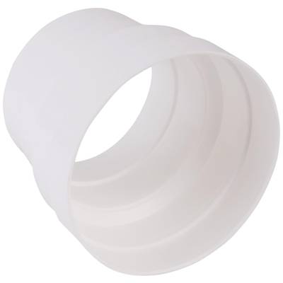 A white flexible air duct adaptor with a tapered design. Suitable for connecting ventilation hoses in air conditioning systems.