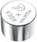 A silver button cell battery with the inscription 'Hg 0%', 'V309', and 'VARTA', indicates that it is mercury-free.