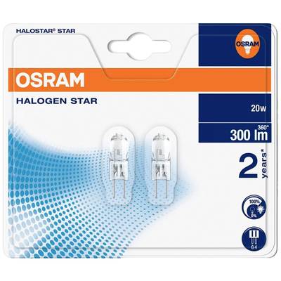 OSRAM HV halogen EEC: G (A - G) G4 33 mm 12 V 20 W Warm white Pin base dimmable 2 pc(s)