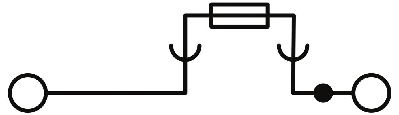 A circuit diagram with two open switches, one closed switch, a resistor, and connecting wires between two terminals.