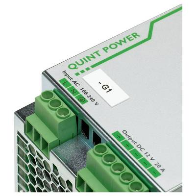Power supply unit labeled 'QUINT POWER' with input AC 100-240V and output DC 12V 20A.