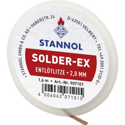 Stannol Solder Ex Desoldering braid Length 1.6 m Width 2.0 mm Flux additive