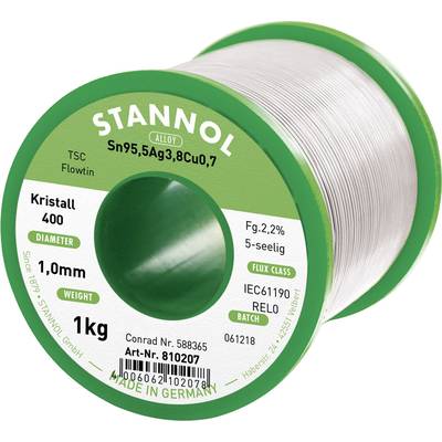 Stannol Ecology TS Solder, lead-free Reel Sn95,5Ag3,8Cu0,7 REL0 1000 g 1 mm