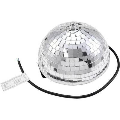 Silver disco ball with mirror tiles and black cable, suitable for ceiling mounting.