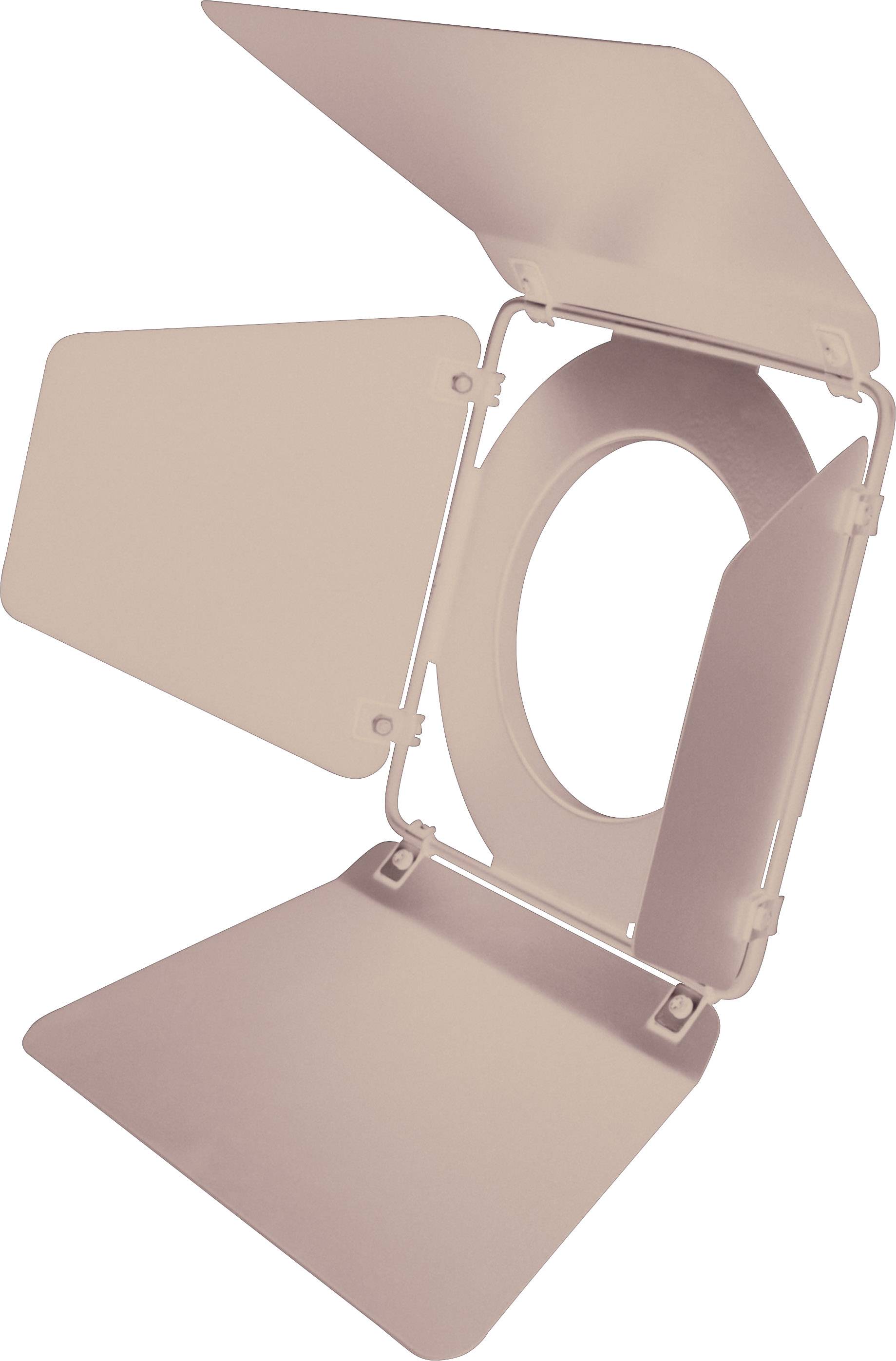 Metal construction with circular openings and adjustable flaps, possibly part of a stage light or spotlight.